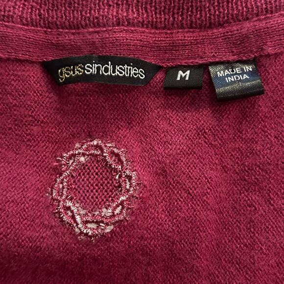 Gsus sindustries beetle scarab featured wool blend wine red knit top sz medium - Picture 6 of 12